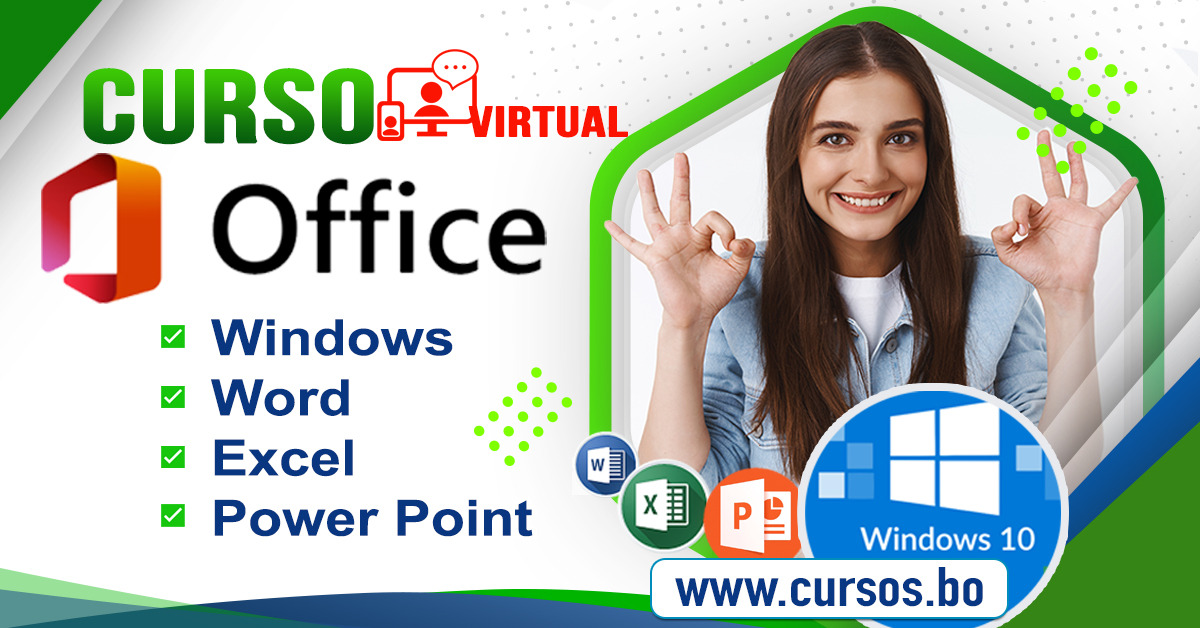 4 Cursos Ofimática (Windows, Word, Excel, PowerPoint)  (Virtual 24/7)