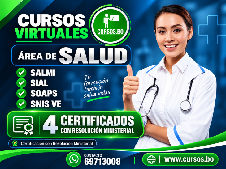 4 Cursos software salud SALMI SIAL SOAPS y SNIS VE modalidad virtual