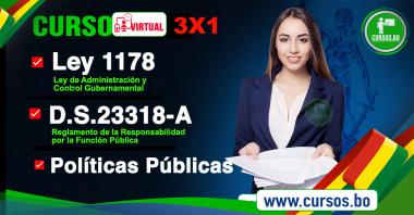 3 Cursos Políticas Públicas, Ley 1178 SAFCO y DS23318-A (Virtual 24/7)